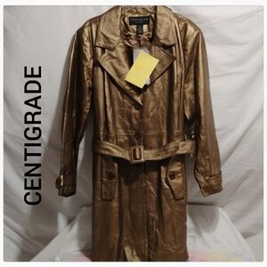 SALE! NWT Centigrade Bronze Genuine Leather Long Jacket W Belt Sz.2X